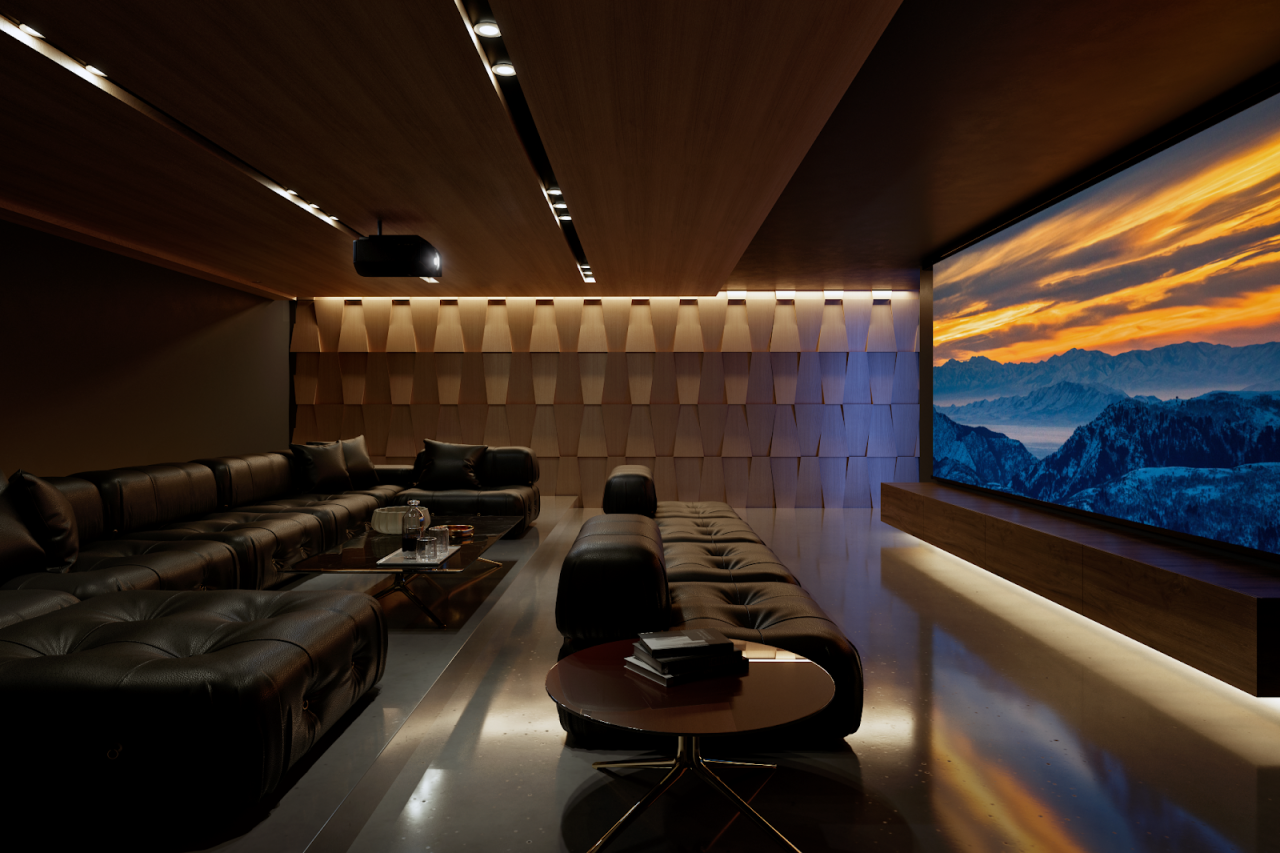 A Sony projector in a high-end media room.
